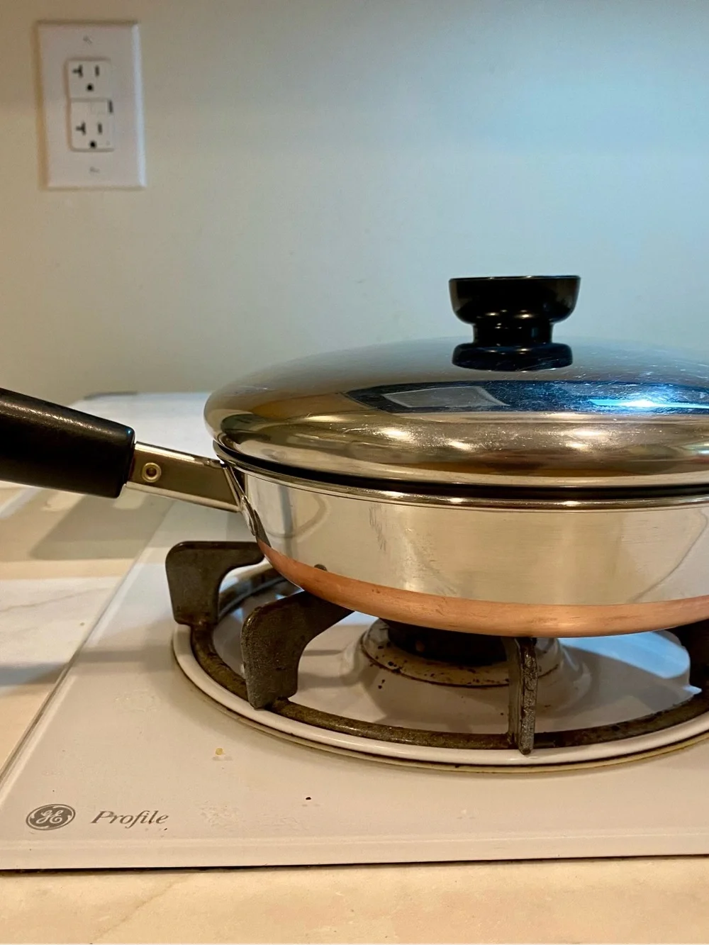 Vtg RevereWare Copper Clad 8” Skillet & Lid.  Made 1978 Clinton, IL NICE
